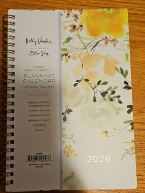 Blue Sky 2026 Floral Planner - Yellow, Cream & Green